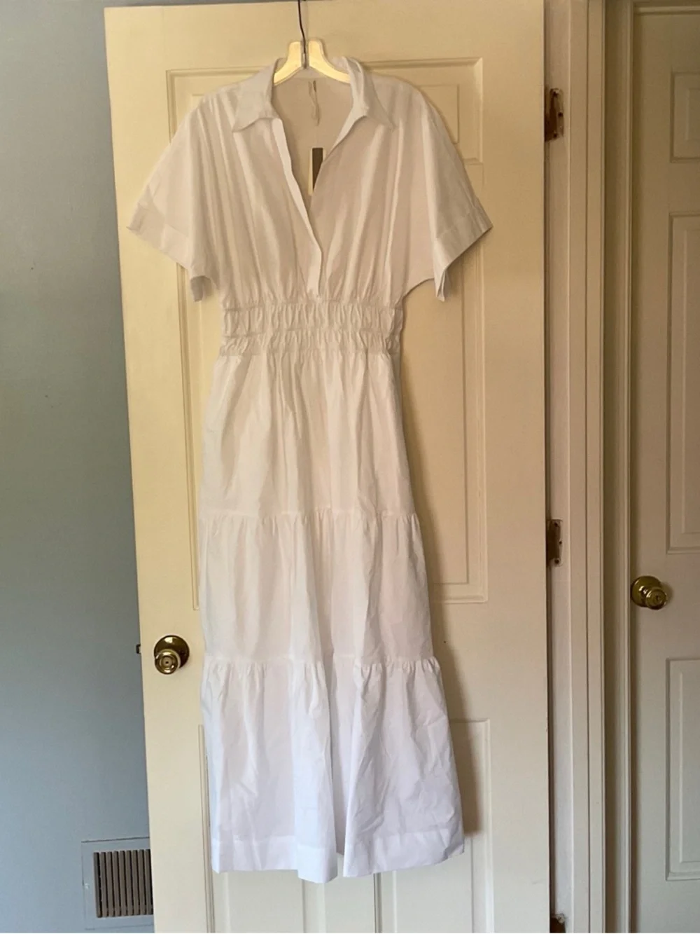 Anthropologie The Somerset Maxi Dress White S NWT Tiered Smocked Boho Ethereal - Picture 4 of 11